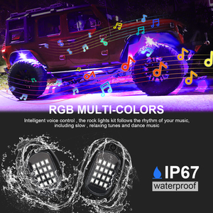 RGB <strong>LED</strong> Rock Lights <strong>Kit</strong> 1 in 4/<strong>6</strong>/8/10/12pcs with BT App Control Flashing Music Mode Wheel Well Light for Truck ATV UTV - Product Image 4
