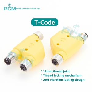 H-distribütörü M12 t-kodu 4Pin güç Y Splitter su geçirmez erkek endüstriyel otomasyon sunucu DC Moto için kadın Adpater - Product Image 3