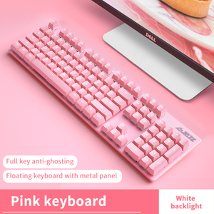 Ajazz AK687 Pink Teclado con cable de 104 teclas Retroiluminación LED Gaming Teclado mecánico para computadora Oficina/Juego - Product Image 2