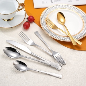 Cheap Tree <strong>Pattern</strong> Knife <strong>Spoon</strong> <strong>Fork</strong> Set Fancy Kitchen Silverware Stainless Steel 5 Pcs Gold Silverware Cutlery Set - Product Image 3