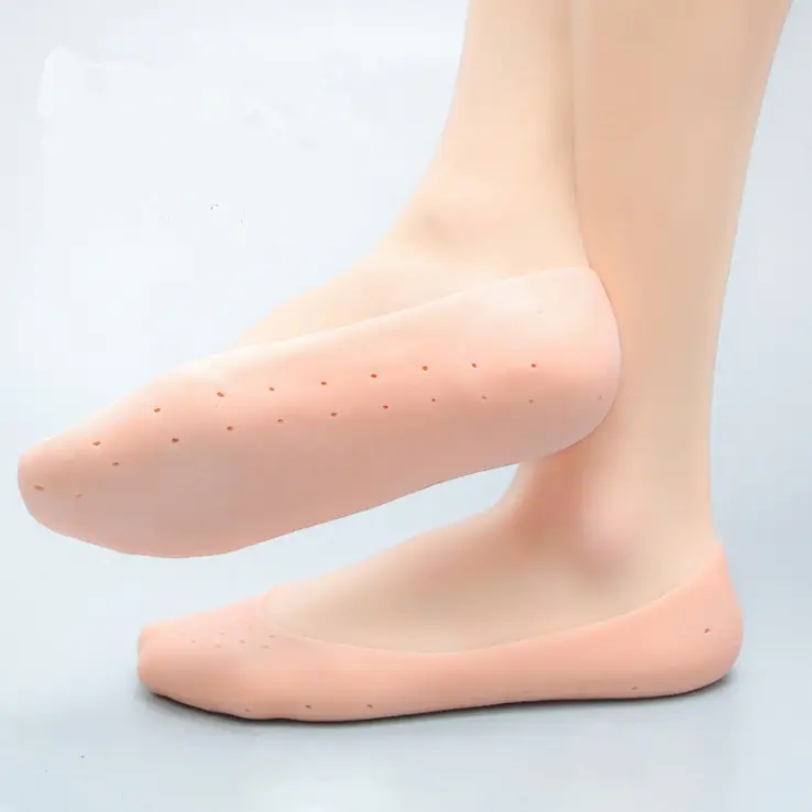 Calcetines de silicona para el cuidado de los pies, calcetines de gel hidratante para el talón con agujero, protectores para el cuidado de la piel de los pies agrietados, herramienta para el cuidado de los pies