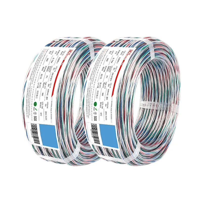 Fabricação fios transparentes cabo de alimentação RGBW fios 2/3/4/5/6core para iluminação led