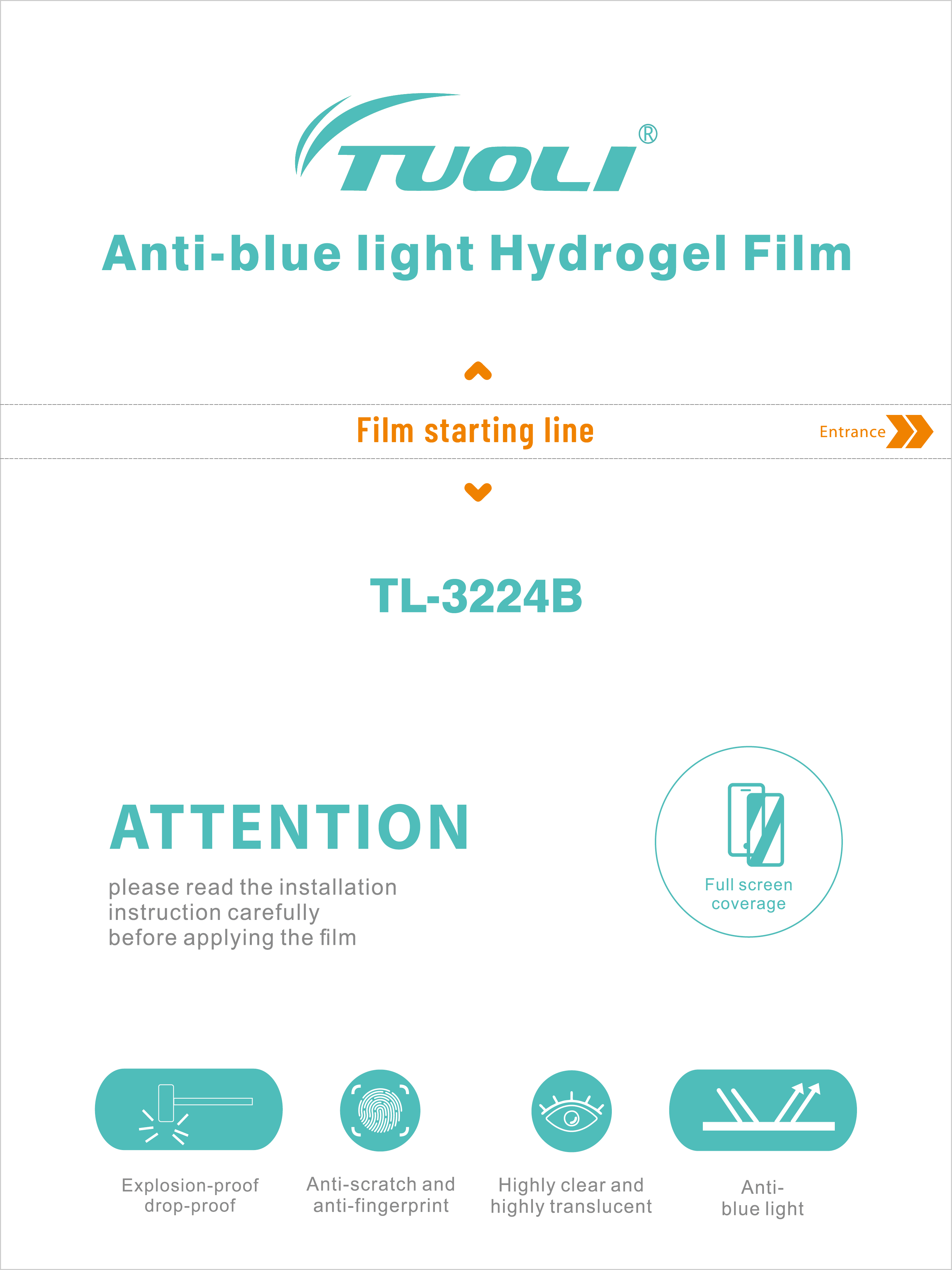 324*240mm Anti-blue light Hydrogel Film
