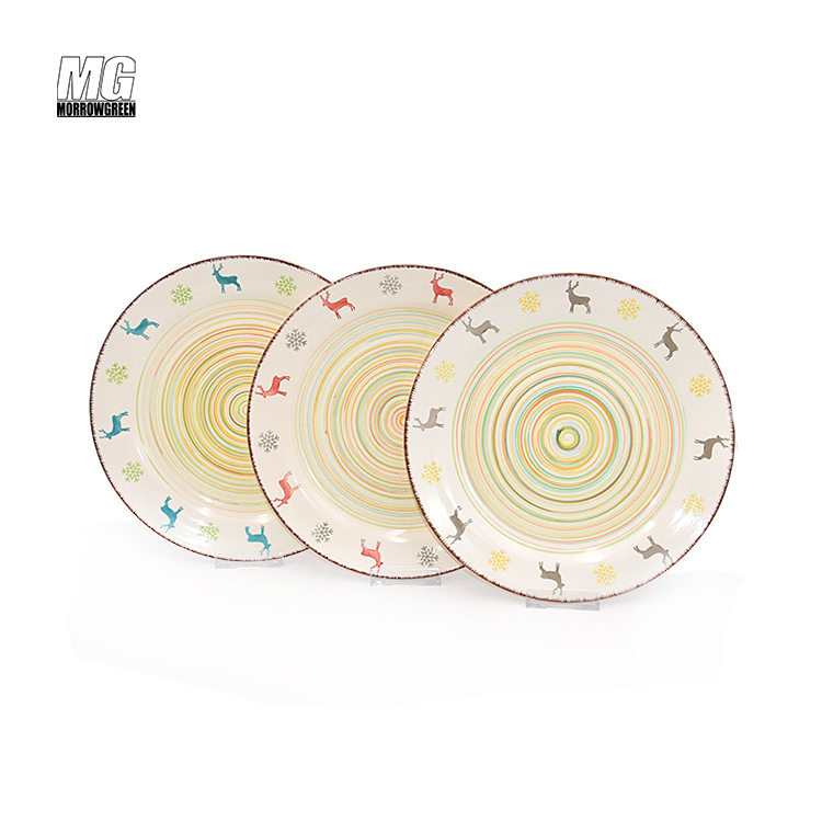 Wholesale tableware stamp custom logo pattern ceramic dinnerware porcelain dinner set with deer pattern