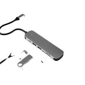 6-en-1 Tipo C a HDMI TF/ SD adaptador Tipo C HUB base adecuada para juegos de computadora/conector de distribución de teléfonos móviles - Product Image 1