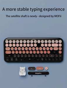 Mofii ergonomico BT + 2.4G Dual Mode 84 tasti rotondi Retro tastiera carina Bear Wireless per Win/Android/i O.S - Product Image 5