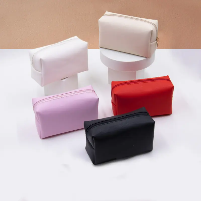 Waterproof PU Leather Lipstick Pouch Costom Logo Zipper Travel Makeup Toiletry Organizer Women Travel Cosmetic Bags