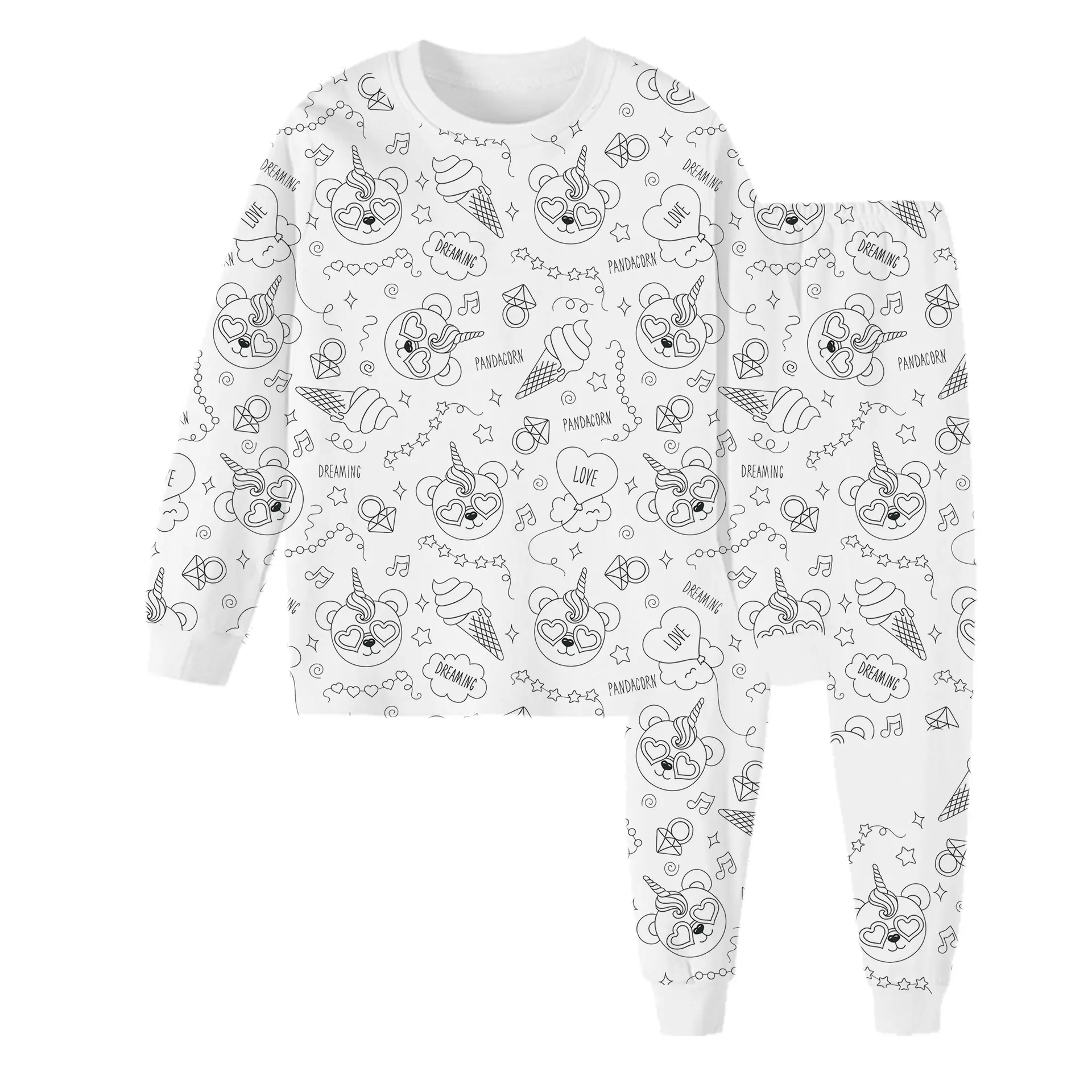 Ingrosso pigiama Unisex per bambini set di pigiami da colorare con pennarelli per bambini Graffiti Cartoon