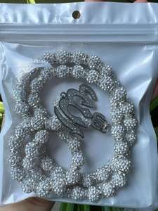 Kalung besar Muslim Arab, Kalung bola disko berlian imitasi rantai Sweater Arab Allah untuk doa Muslim - Product Image 3