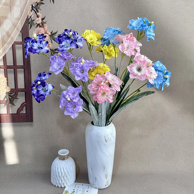 Manufacturers wholesale simulation of daffodil flocking branches flowers home hotel window decoration silk flower living ro