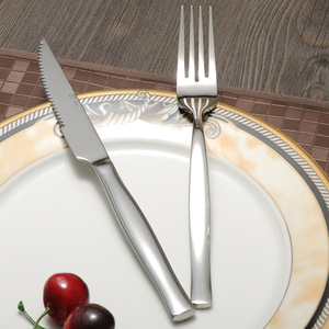 高品质餐厅餐具套装创意日用餐具定制Logo批发粗陶不锈钢餐具 - Product Image 1