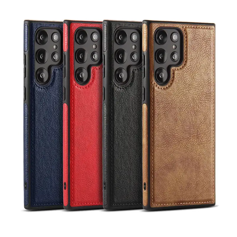 Business Style Luxury PU Leather Case para Samsung S23 S22 Ultra A54 Shockproof Protective Case