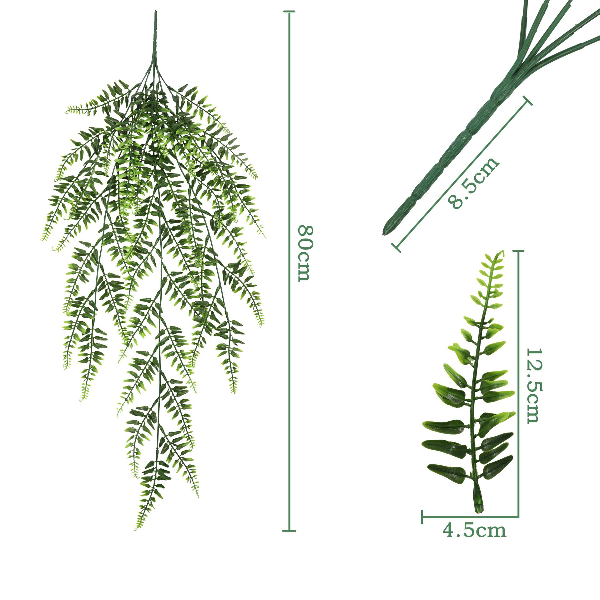 Fougère artificielle à feuilles étroites de 80 cm, vigne verte suspendue