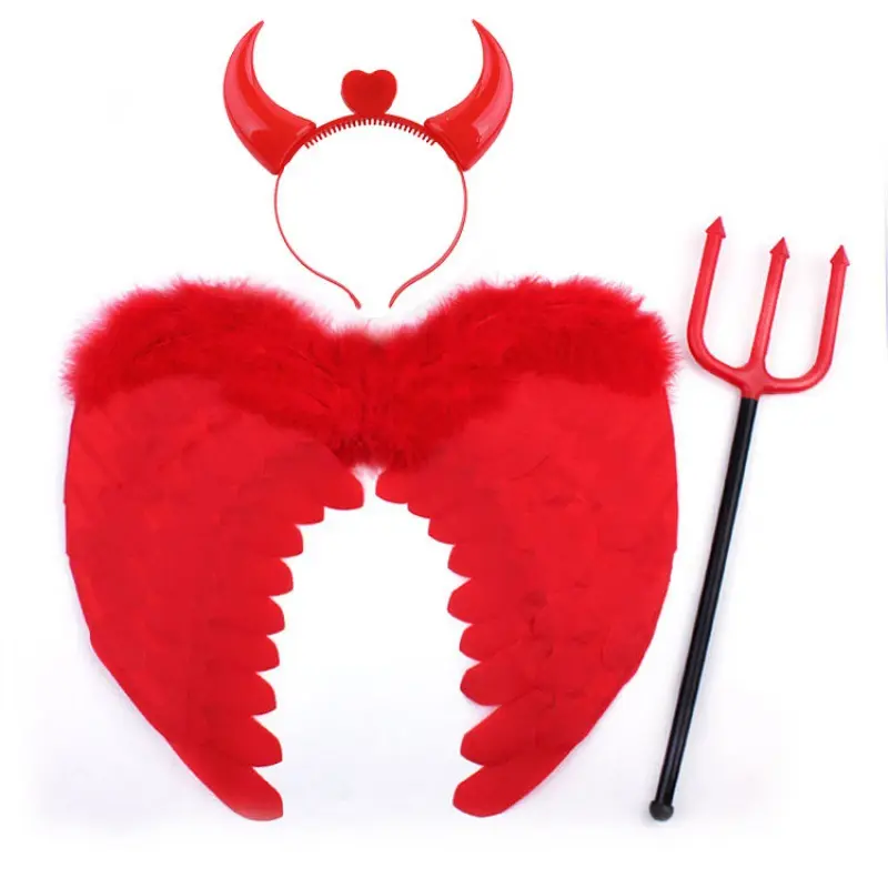 Alas de Cosplay para Halloween, decoración de fiesta, alas del diablo con tenedor, venta al por mayor