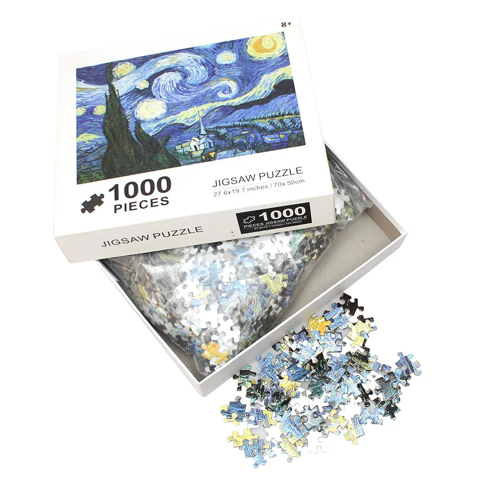 Quebra-cabeças de papelão, fabricante de quebra-cabeças personalizado de alta qualidade, 100 peças 500 1000 2000 5000 peças, reciclado, de cartão, quebra-cabeças