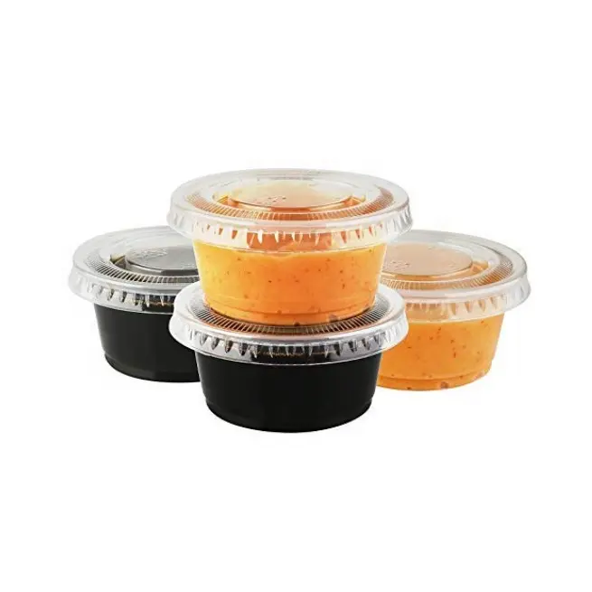 Taizhou fuling chiaro 1 oz 2 oz 4 once usa e getta ristorante piccola porzione di contenitori di plastica salsa tazza con coperchio