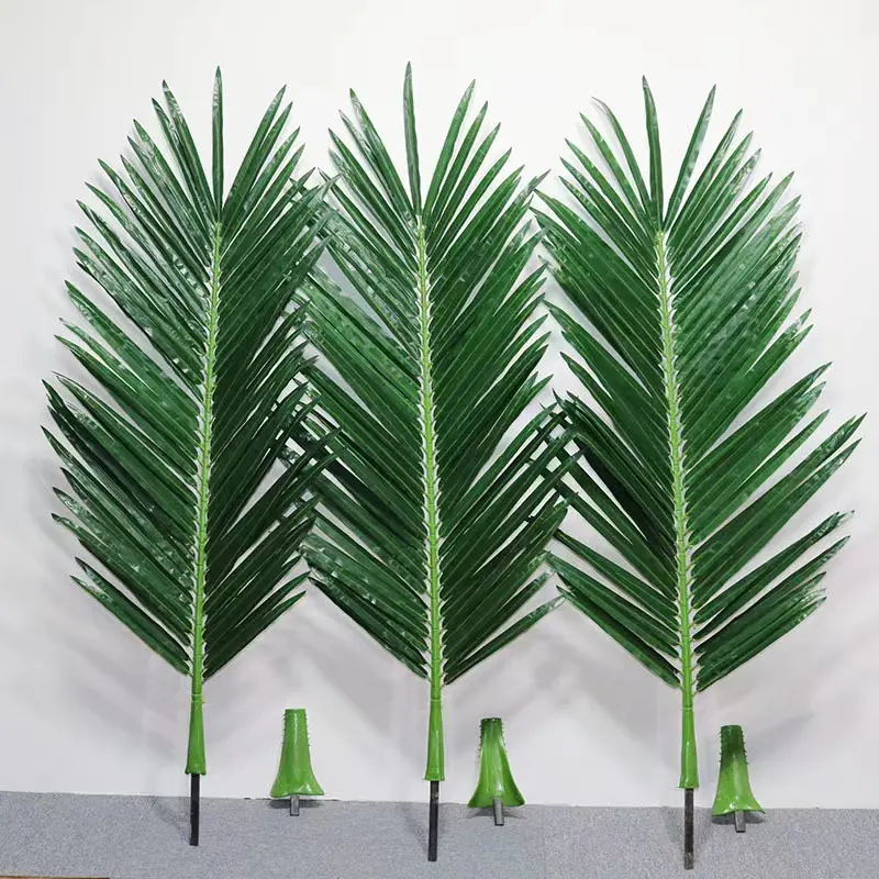 Palmier artificiel, cocotier, algues, feuilles décoratives en plastique, queue lâche artificielle pour l'extérieur, fausses feuilles, branches