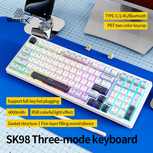 Sorex SK98W Teclado mecánico RGB inalámbrico de tres modos personalizado Material PBT Universal para juegos de computadora portátil Nuevo - Product Image 4