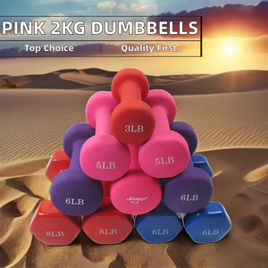 Home Fitness Neoprene <strong>Weights</strong> Hex Dumbbells 2kg Sets With Pink Vinyl <strong>Dipping</strong> Iron for Women's Musculation <strong>Exercise</strong> for Home Use - Product Image 4