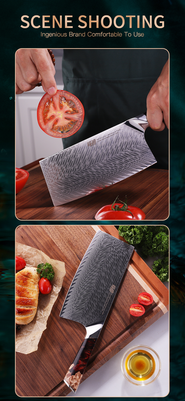 FINDKING New! Nebula Series Resin handle wood Chinese Cleaver knives 67 Layers Damascus Steel Professional Chef Knife