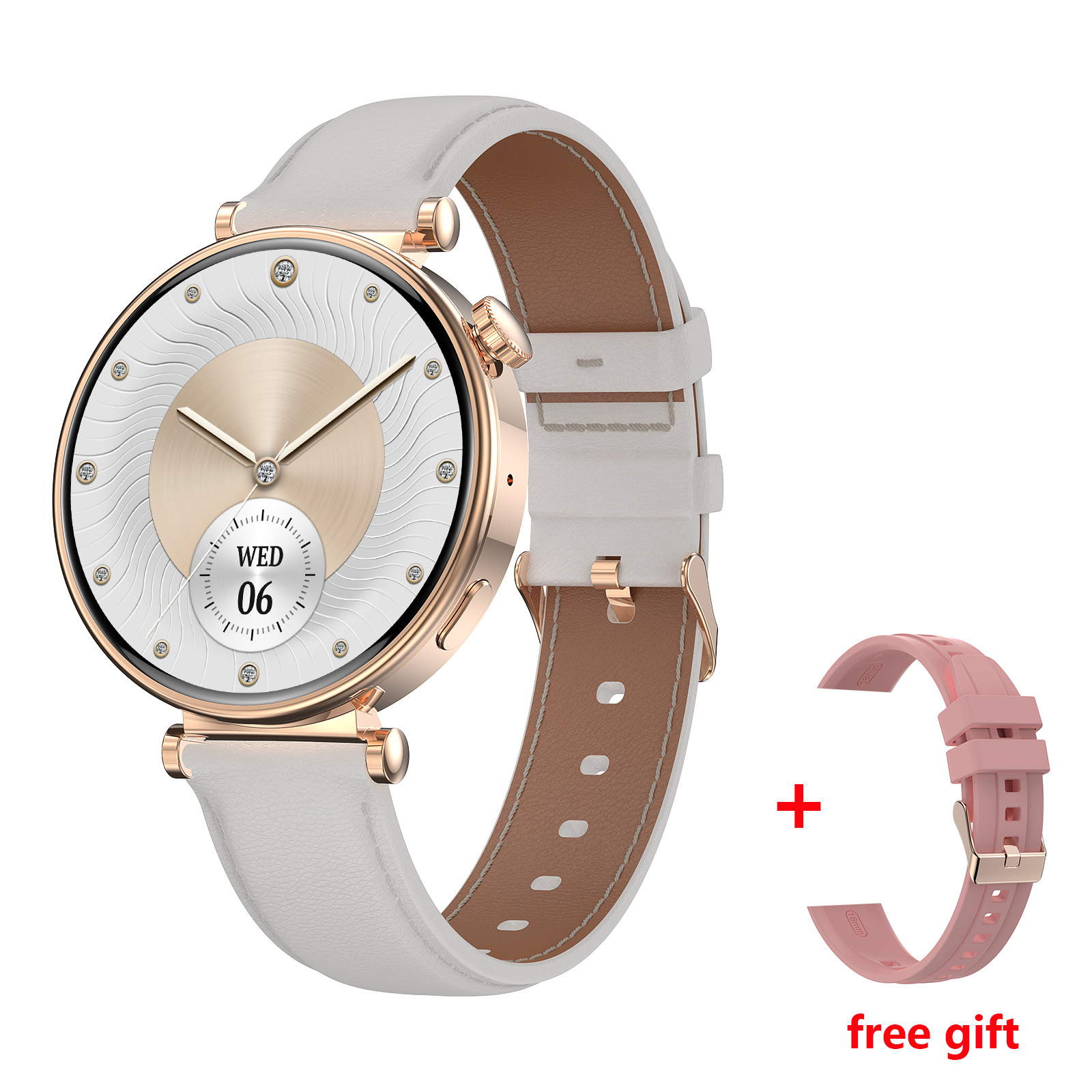 Gold+leather+silicone strap