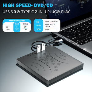 蓝光7合1外置DVD驱动器便携式CD/DVD +/-RW磁盘，适用于带USB 3.0和Type-C的笔记本电脑，也适用于台式机 - Product Image 2