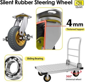 משאיות פלטפורמה דולי עגלת כבדות 2000 LBS קיבולת, עגלת דחיפה מתקפלת פלדה דולי עגלת שטוחה עגלת פלטפורמה מתקפלת