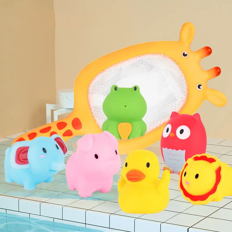 Brinquedos Animais De Água De Banho Do Bebê, Suit Shark Giraffe Duck Soft Rubber Baby Toy