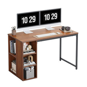 Mesa de oficina de madera con estantes de almacenamiento de 3 niveles ordenador PC portátil escritorio mesa de estudio estación de trabajo para el hogar