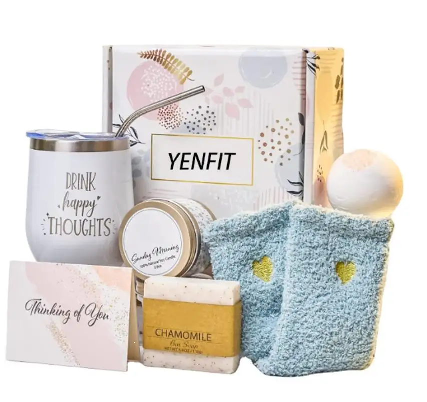 Nuevo Kit de Spa relajante de lujo para regalos de boda de cumpleaños de Navidad con calcetines de vaso Barra de jabón de sal de baño juego de regalo de velas perfumadas