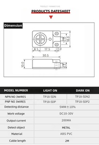 TP18-5DN2 NPN数控电子感应式接近传感器开关厂家直销 - Product Image 5