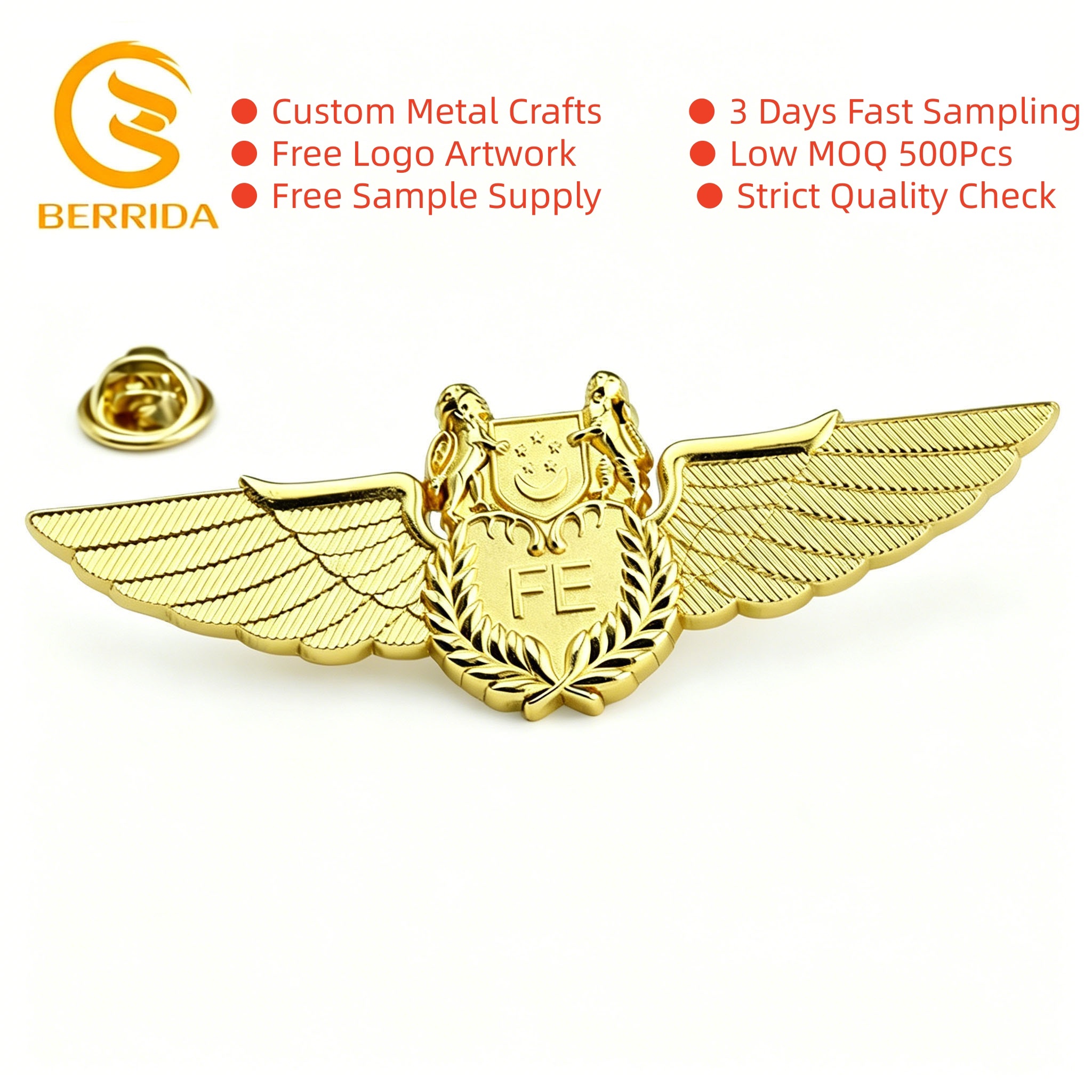 Custom Shield Lion Wreath Wing Badges Lapel Pins