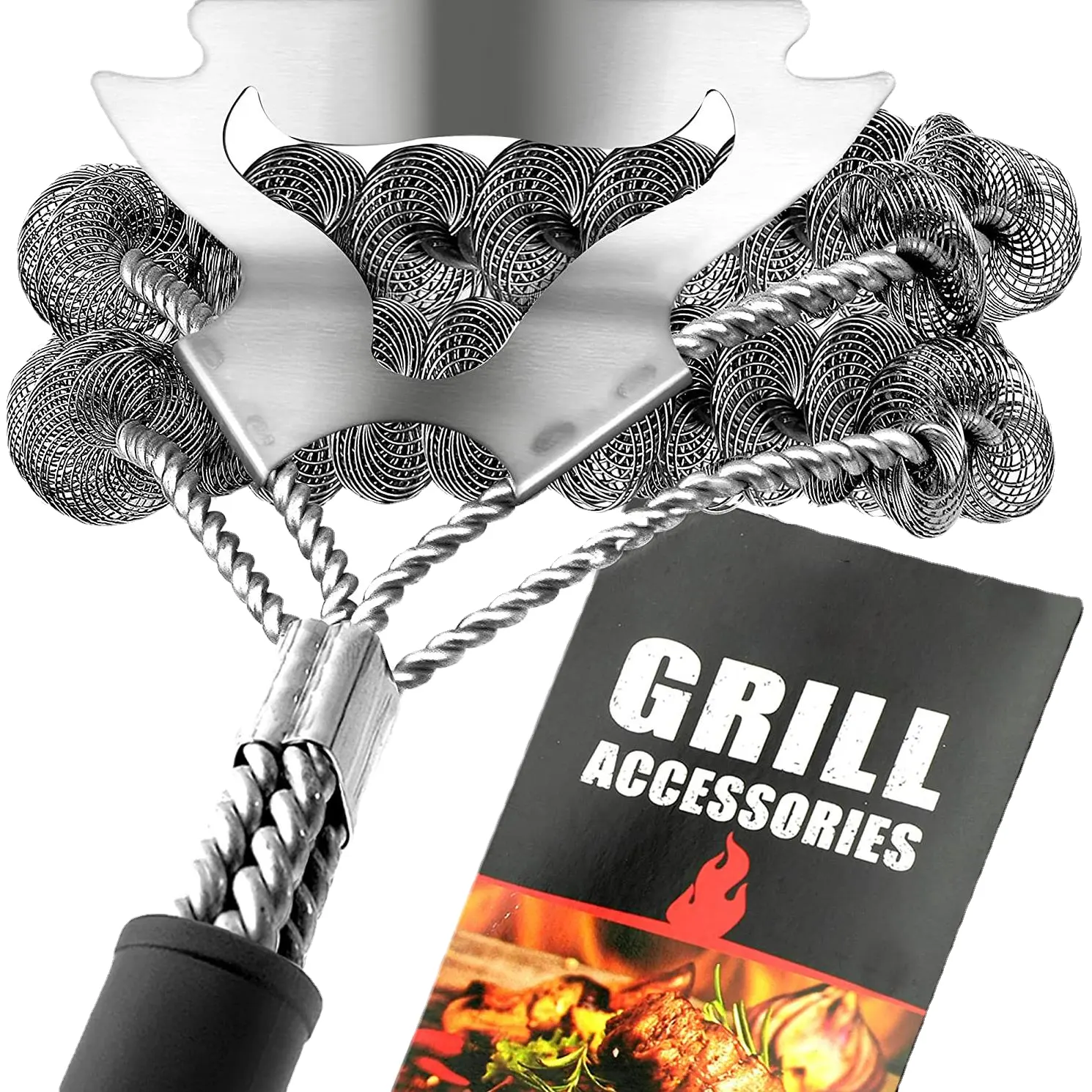 Outils de barbecue avec logo personnalisé grattoir à brosse pour barbecue nettoyant pour gril en acier inoxydable sans poils accessoires de barbecue au charbon de bois