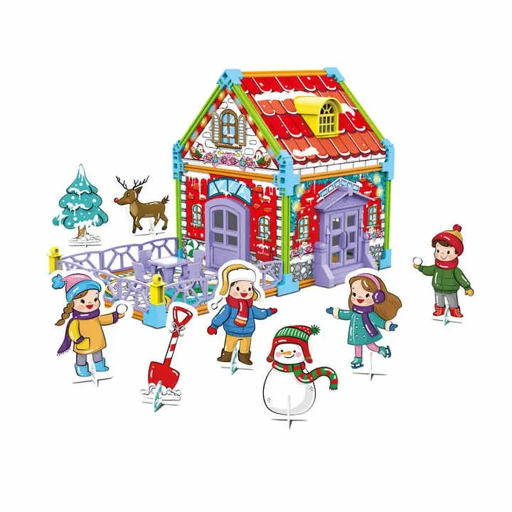 EPT brinquedos Criativo Crianças Educacional 3D Puzzle Graffiti Diy Pintura 3D Casa colorir quebra-cabeça 3d brinquedo de papel para crianças colorir