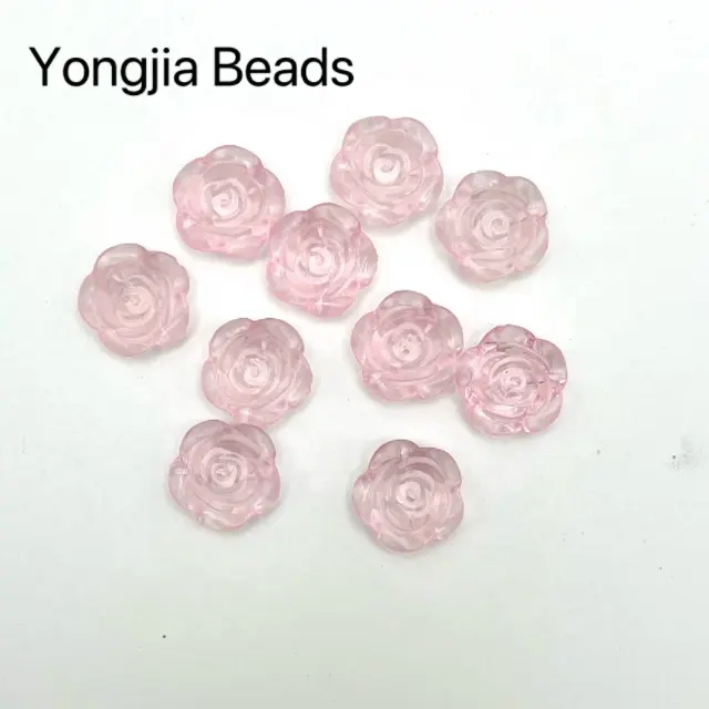 YJ acrylique glace à travers gelée Baroque camélia perles en plastique bricolage coque de téléphone crème colle accessoires perles de fleurs en vrac