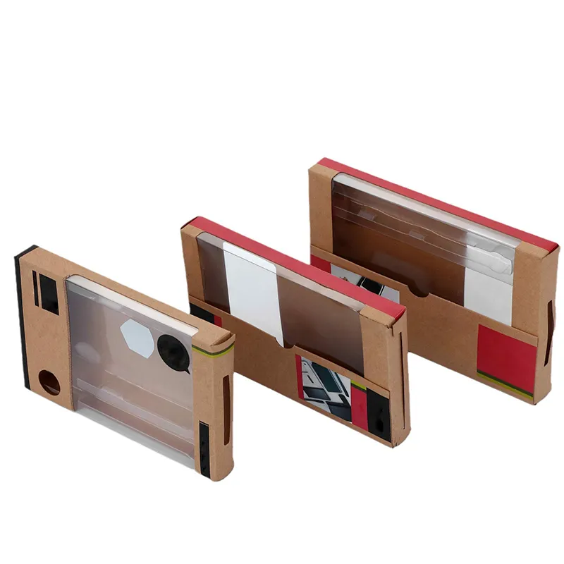 Boîte de papier en cuir de vachette à fenêtre transparente personnalisée de haute qualité Boîte d'emballage pour étui de téléphone portable Boîte de papier