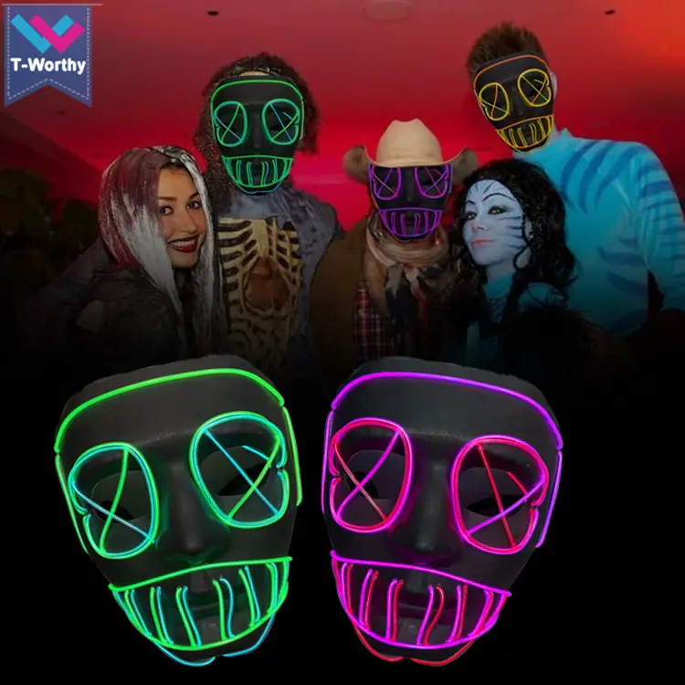 Masker Pesta Lampu El Baru Yang Layak Dibeli Topeng Bercahaya Kostum Halloween Festival Topeng Karnaval Film