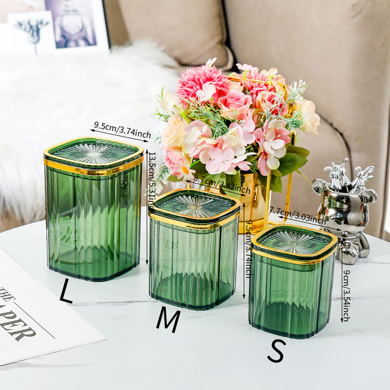 Fruit Green Square Can SML3 Can with Gold Edge