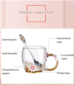 创意耐热水晶玻璃杯搪瓷玻璃杯花茶具咖啡杯水牛奶咖啡饮料礼品套装