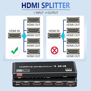 SY 48Gbps para HDMI 2,1 HDCP 2,3 Auto EDID Conmutador de video múltiple de 4 puertos 1 en 4 salidas 4K Video Audio Splitter 1x4 para HDMI Splitter A - Product Image 4