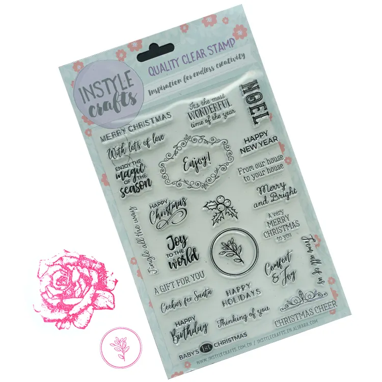 Custom Reusable Transparent Clear fashionable Stamps For Card Making Clear Plastic Stamps
