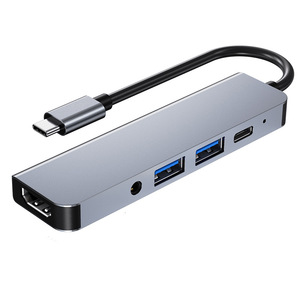 5合1集线器USB C型HDMI兼容多端口适配器，带输出USB 3.0 2.0音频USB C PD充电端口 - Product Image 5