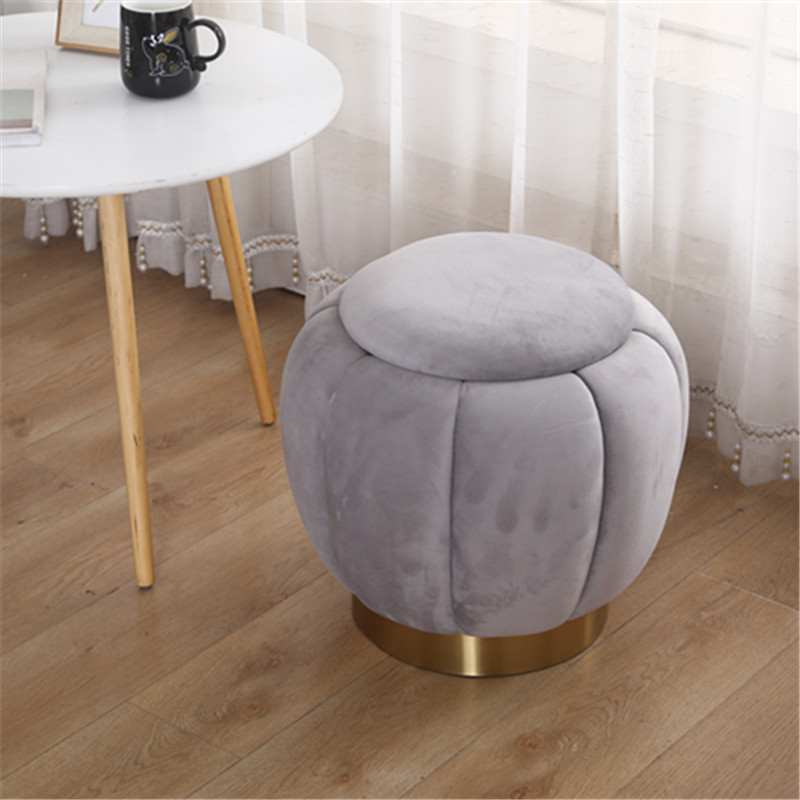 Modern Velvet Pouf Round Tufted Storage Ottoman With Gold Base