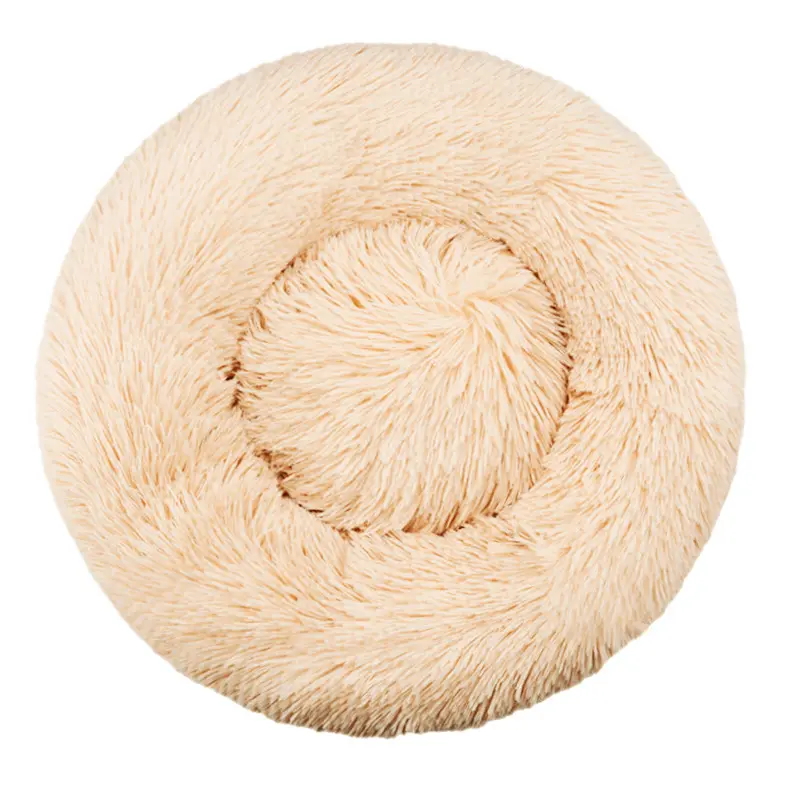 Factory Custom xl xxl Big Large Round Dog Bed Ultra Comfortable Soft Long Plush Donut Dog Bed For Small Dogs