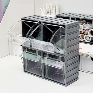 Stackable Grey Color Tilt Plastic Organizer Pull Out Storage <strong>Bin</strong> with Drawers - Product Image 4