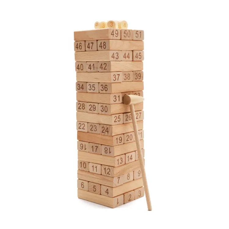 برج خافض لألعاب الرياضيات بكتل بناء خشبية
