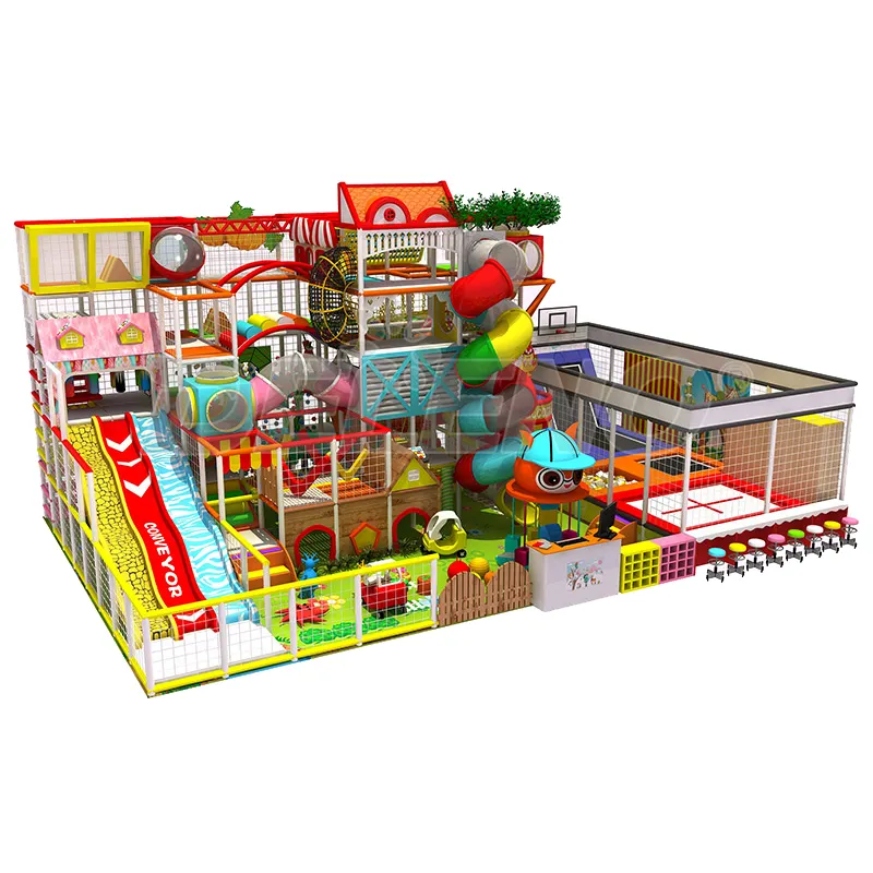 Parque DE JUEGOS DE ATRACCIONES comercial para niños coloridos, equipo de patio interior
