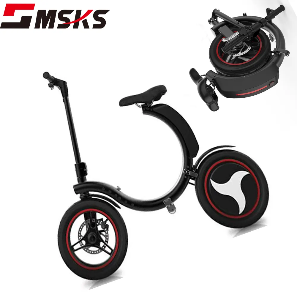Duas rodas 100% bicicletas elétricas totalmente dobráveis, mini bicicleta portátil para adultos, 14 polegadas e 350w