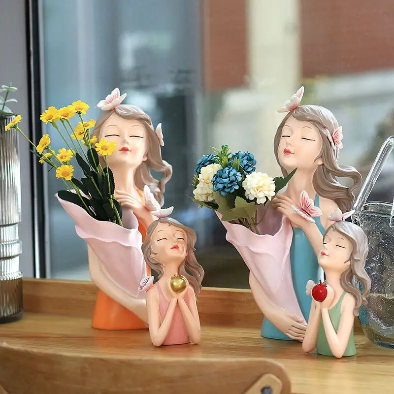 Adornos de artesanía de resina para niña, artículos decorativos de chica, accesorios de decoración moderna para el hogar