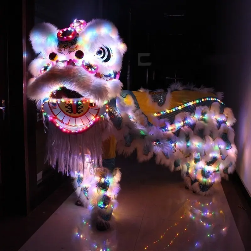 Traje de baile de León LED Wushu Traje de baile de León chino Danza De León chino tradicional